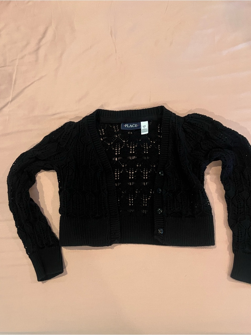 The Children's Place Black Cropped Openwork Cardigan